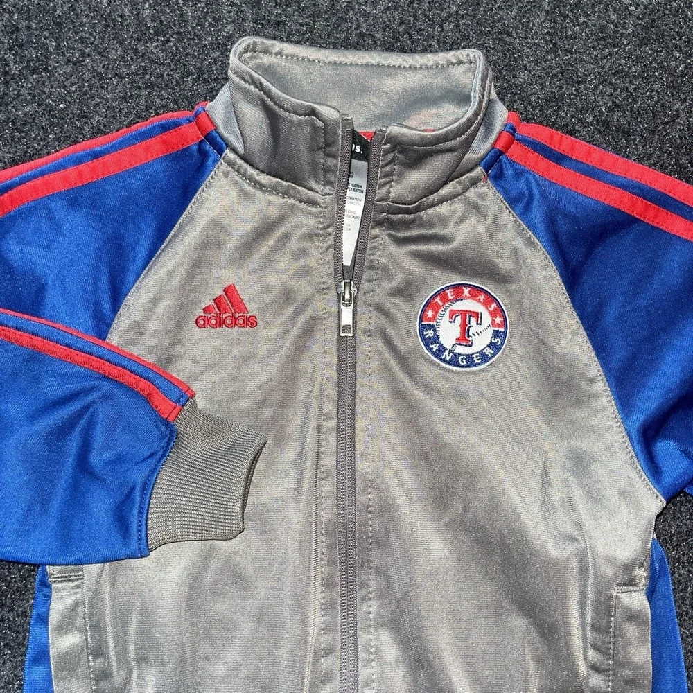 Texas Rangers MLB Adidas Full Zip Gray Jacket‎ Boys/Girls 4T